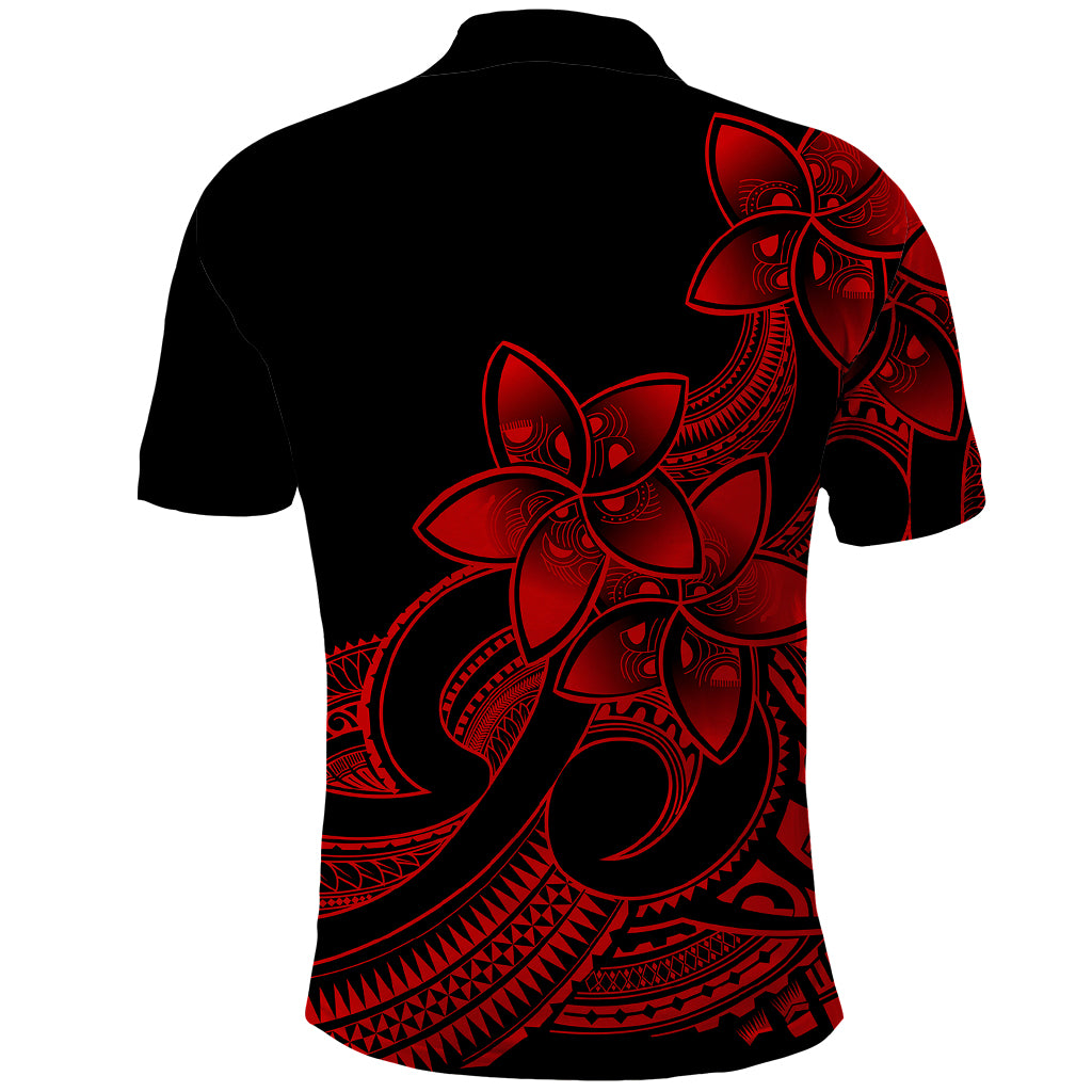 Polynesian Pride Plumeria Flowers Polo Shirt Polynesian Tribal Red Vibe LT9 - Polynesian Pride