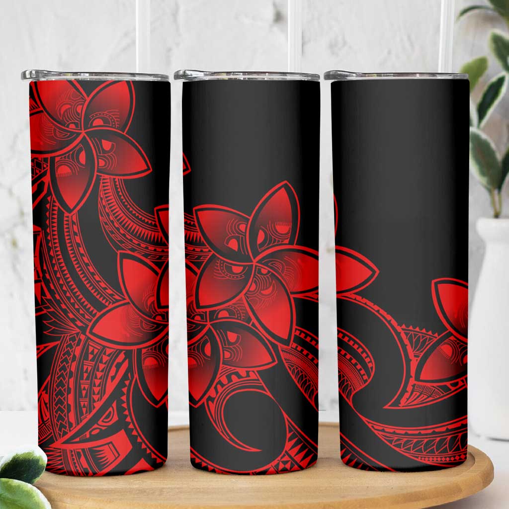 Polynesian Tribal Plumeria Flowers Skinny Tumbler Red Vibe LT9 - Polynesian Pride