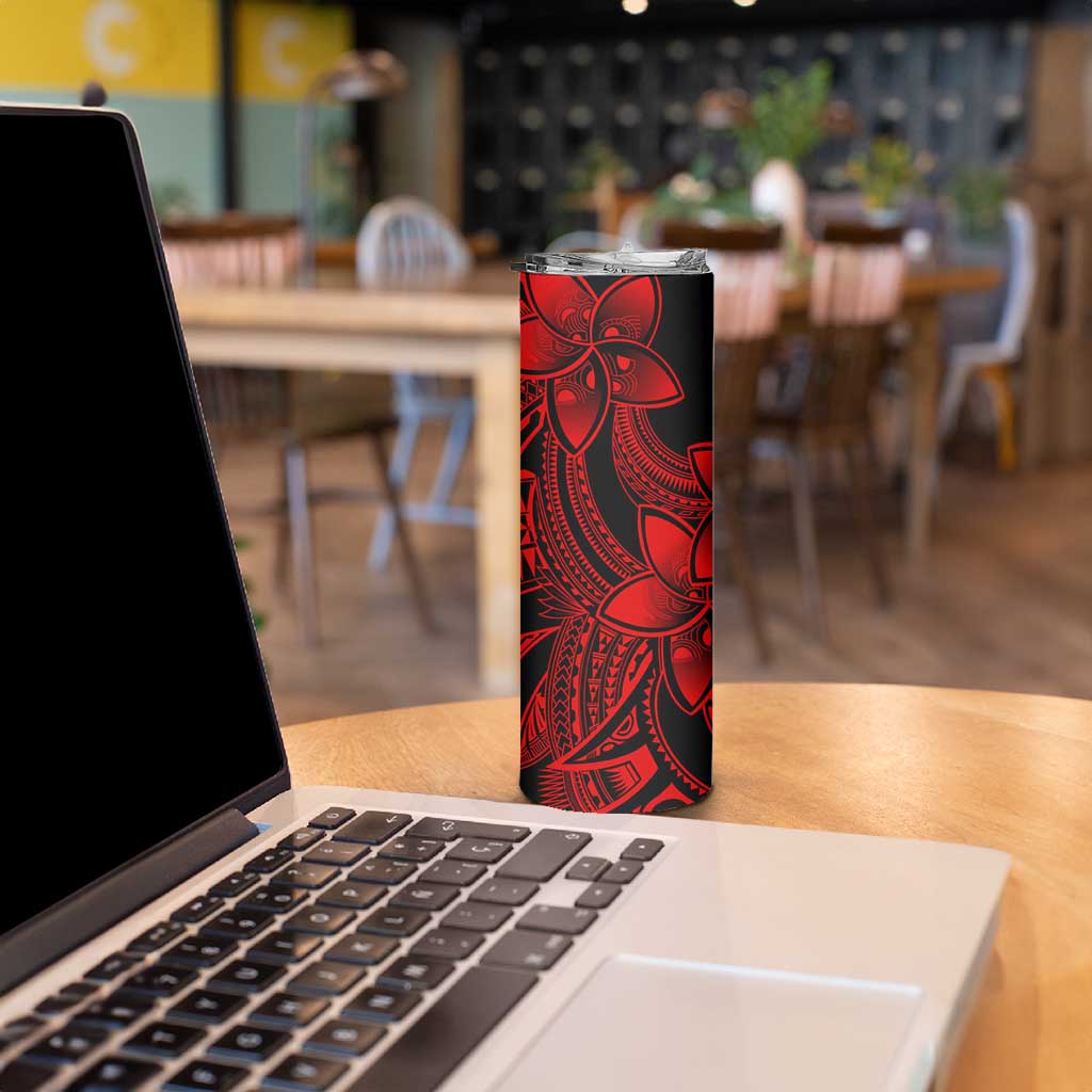 Polynesian Tribal Plumeria Flowers Skinny Tumbler Red Vibe LT9 - Polynesian Pride