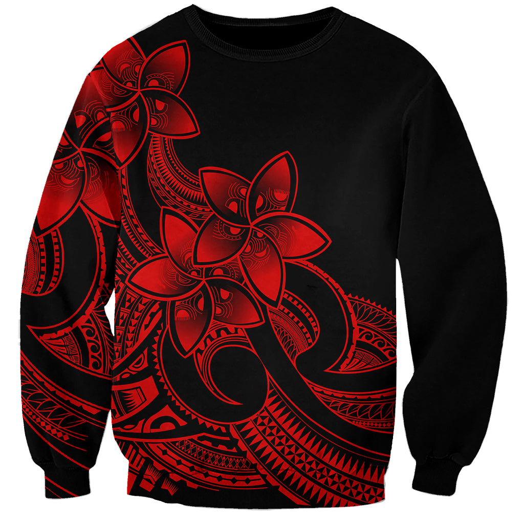 Polynesian Pride Plumeria Flowers Sweatshirt Polynesian Tribal Red Vibe LT9 Unisex Red - Polynesian Pride