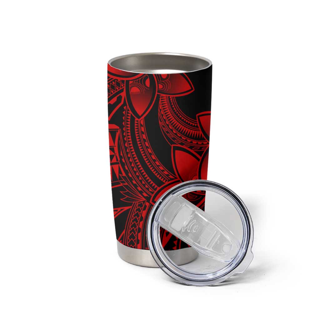 Polynesian Tribal Plumeria Flowers Tumbler Cup Red Vibe