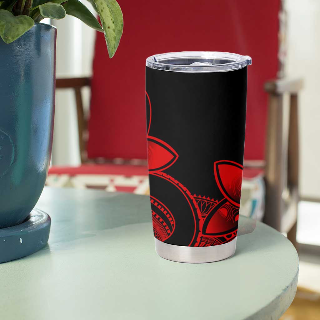 Polynesian Tribal Plumeria Flowers Tumbler Cup Red Vibe