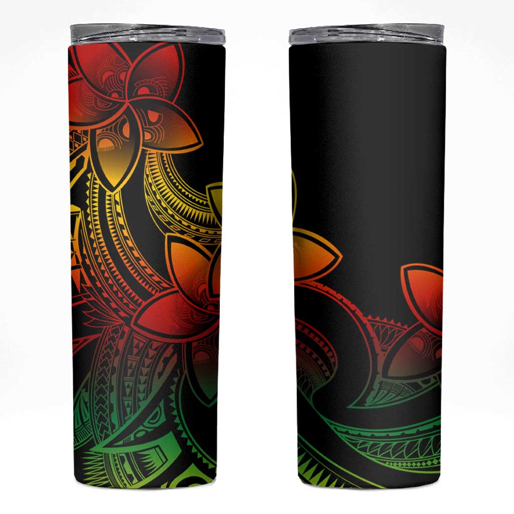 Polynesian Tribal Plumeria Flowers Skinny Tumbler Reggae Vibe