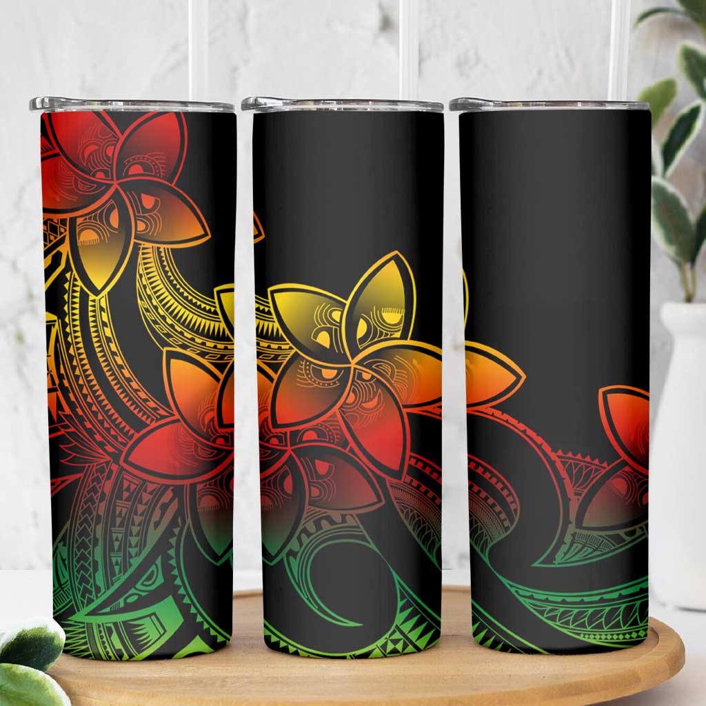 Polynesian Tribal Plumeria Flowers Skinny Tumbler Reggae Vibe LT9 - Polynesian Pride