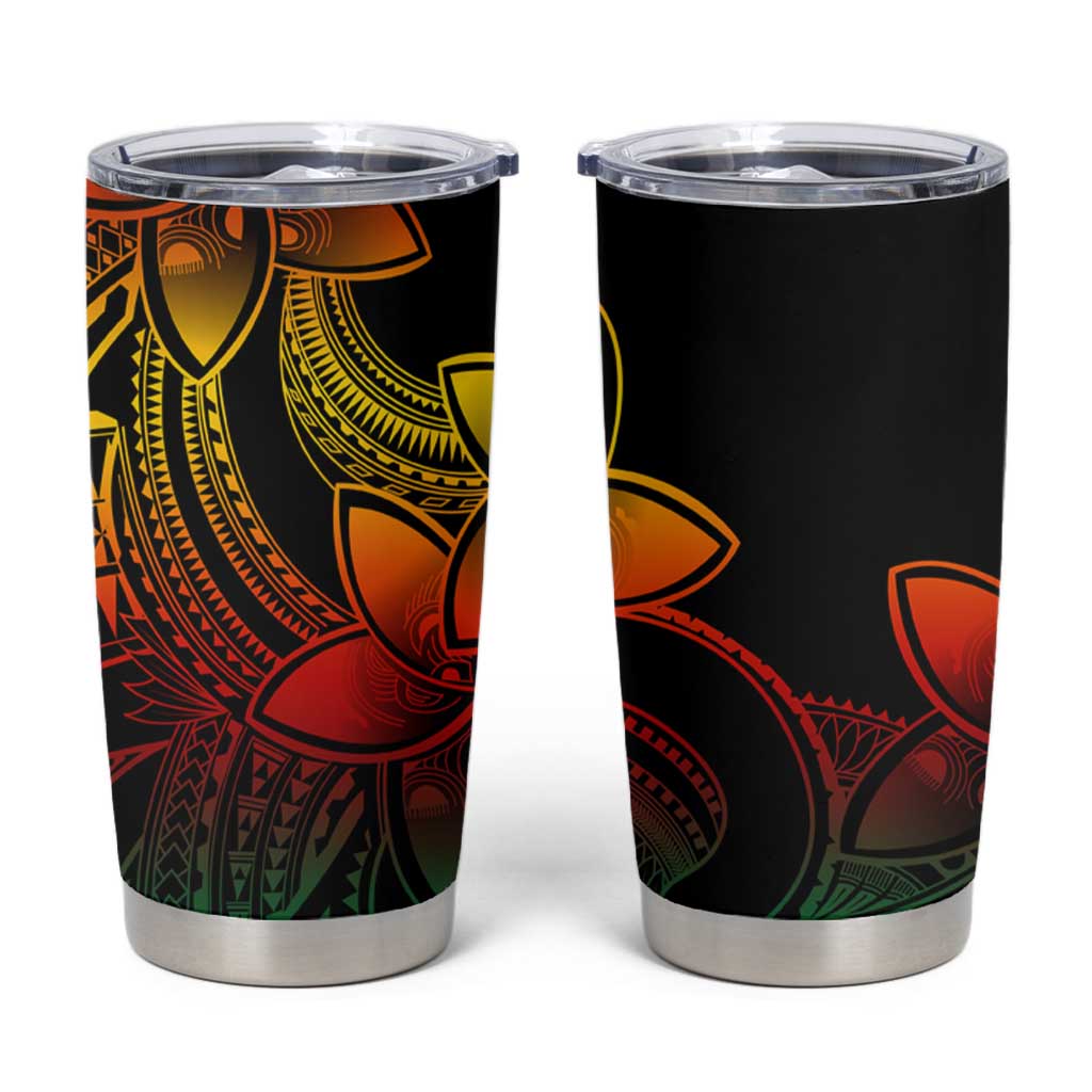 Polynesian Tribal Plumeria Flowers Tumbler Cup Reggae Vibe