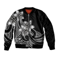 Polynesian Pride Plumeria Flowers Bomber Jacket Polynesian Tribal White Vibe LT9 Unisex White - Polynesian Pride