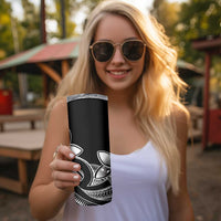 Polynesian Tribal Plumeria Flowers Skinny Tumbler Black Vibe LT9 - Polynesian Pride