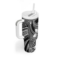 Polynesian Tribal Plumeria Flowers Tumbler With Handle Black Vibe