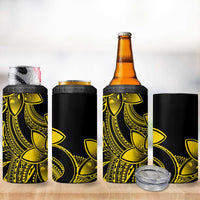 Polynesian Tribal Plumeria Flowers 4 in 1 Can Cooler Tumbler Yellow Vibe