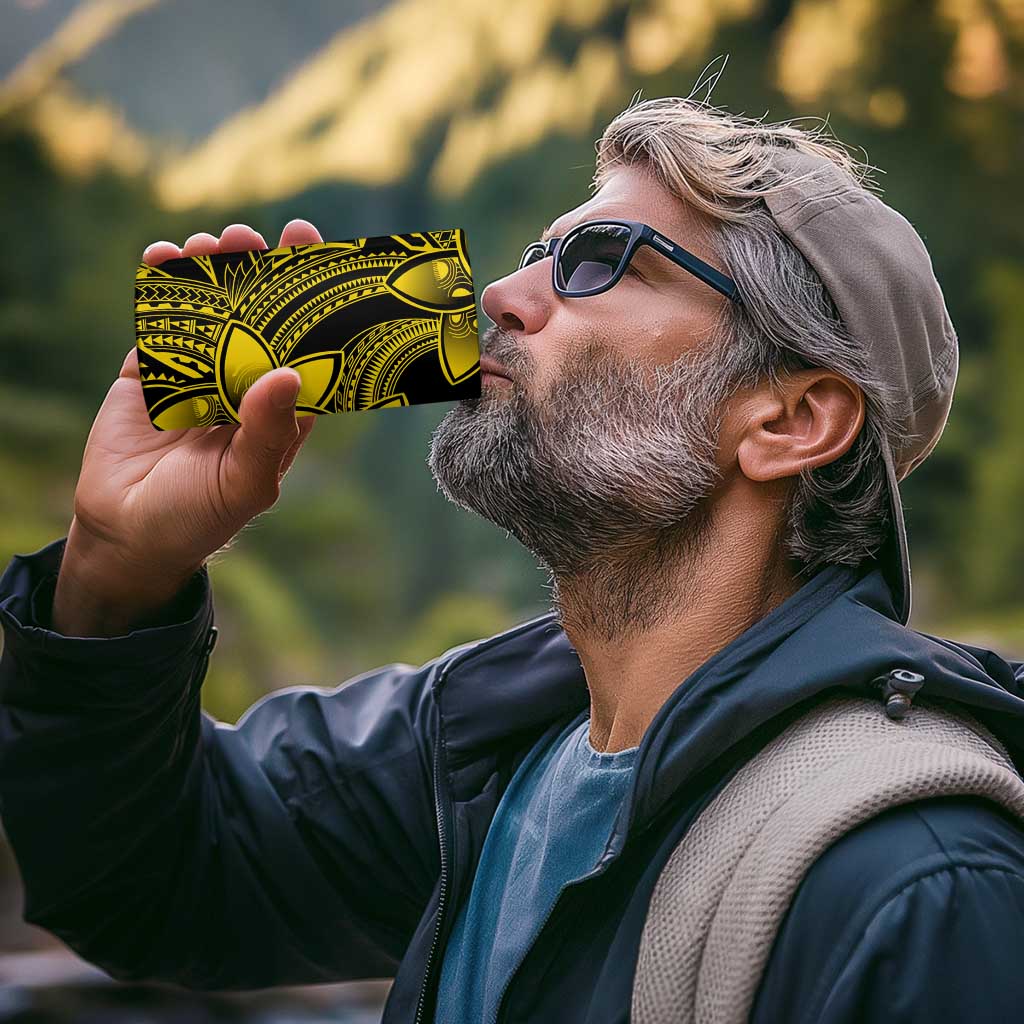 Polynesian Tribal Plumeria Flowers 4 in 1 Can Cooler Tumbler Yellow Vibe