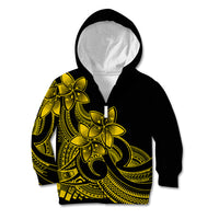 Polynesian Pride Plumeria Flowers Kid Hoodie Polynesian Tribal Yellow Vibe LT9 Zip Hoodie Yellow - Polynesian Pride
