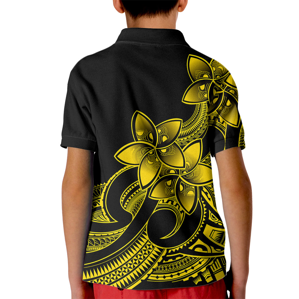 Polynesian Pride Plumeria Flowers Kid Polo Shirt Polynesian Tribal Yellow Vibe LT9 - Polynesian Pride