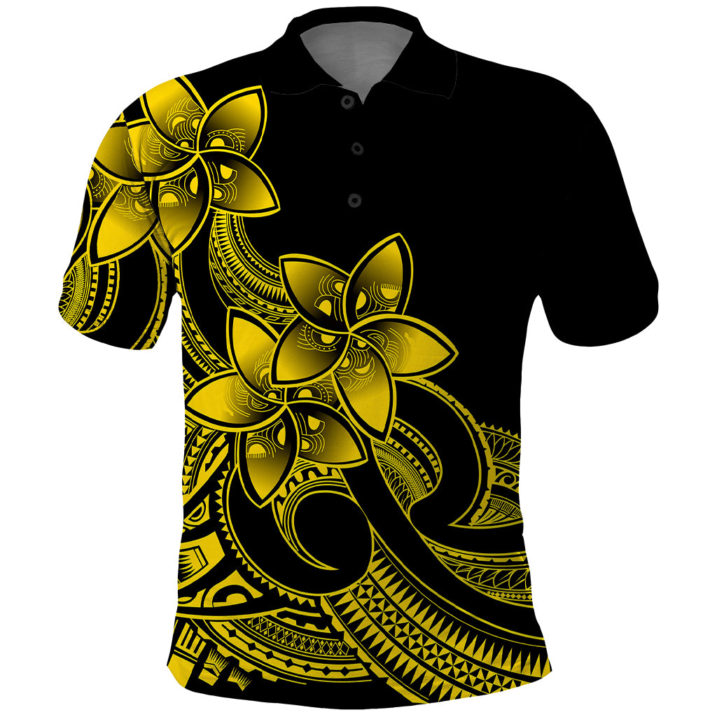 Polynesian Pride Plumeria Flowers Polo Shirt Polynesian Tribal Yellow Vibe LT9 Yellow - Polynesian Pride