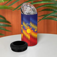 Personalized Philippines Eight Rays Sun 4 in 1 Can Cooler Tumbler Traditional Filipino Igorot Pattern Motif