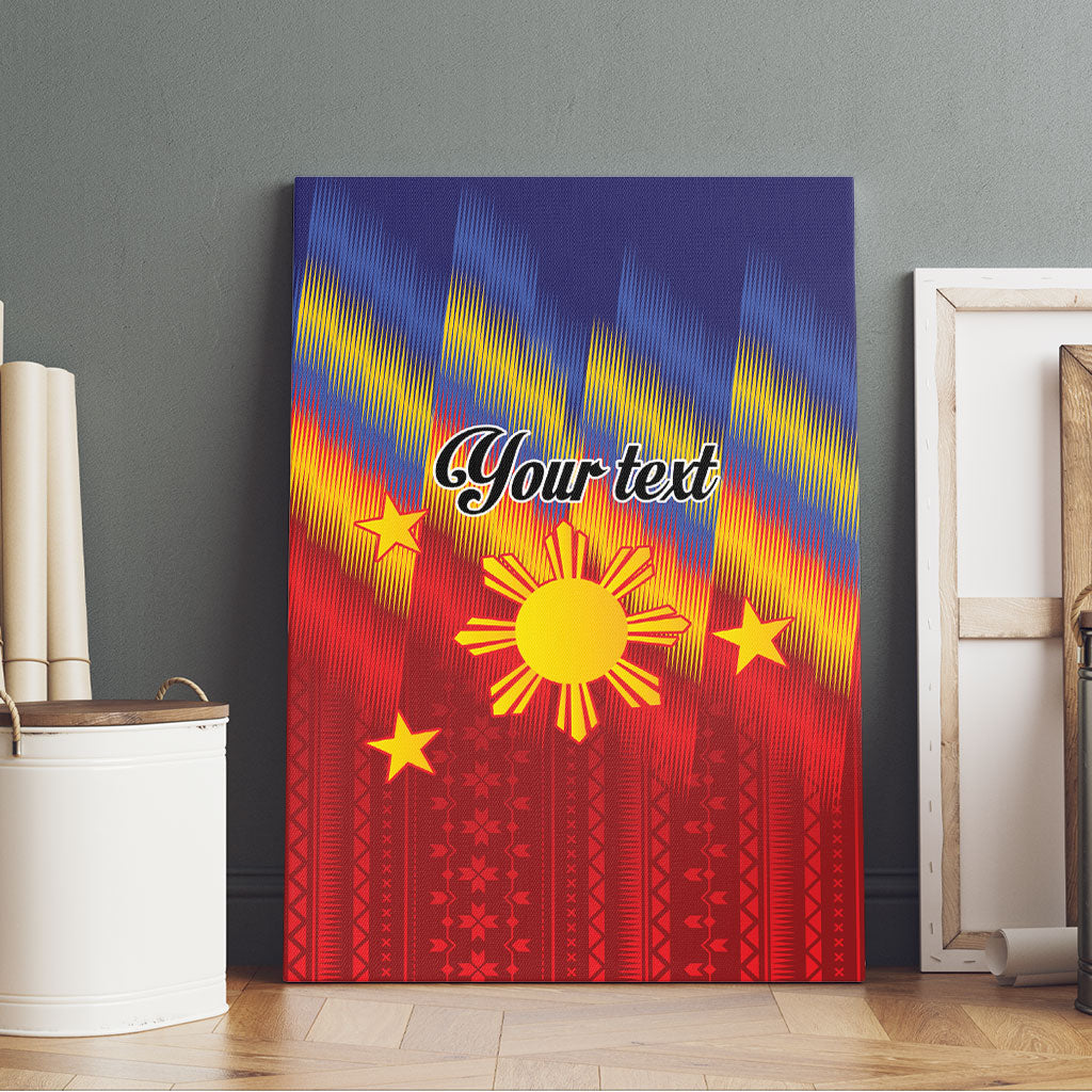 Personalized Philippines Eight Rays Sun Canvas Wall Art Traditional Filipino Igorot Pattern Motif