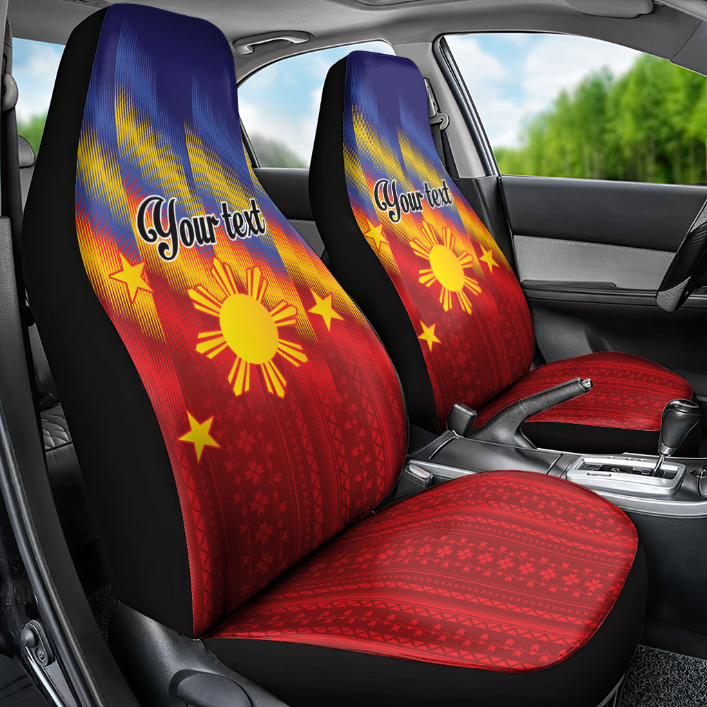 Personalized Philippines Eight Rays Sun Car Seat Cover Traditional Filipino Igorot Pattern Motif