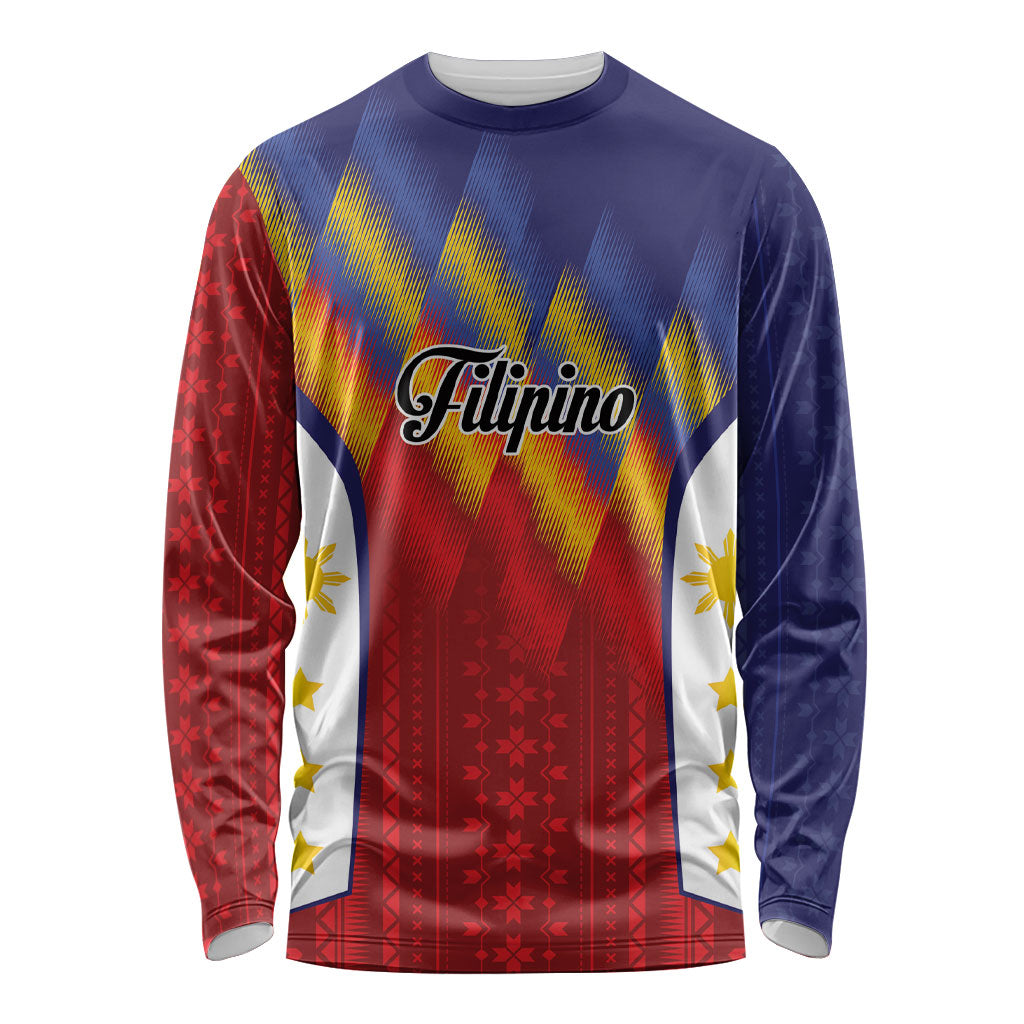 Personalized Philippines Eight Rays Sun Long Sleeve Shirt Traditional Filipino Igorot Pattern Motif