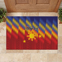 Personalized Philippines Eight Rays Sun Rubber Doormat Traditional Filipino Igorot Pattern Motif