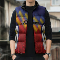 Personalized Philippines Eight Rays Sun Sleeveless Puffer Jacket Traditional Filipino Igorot Pattern Motif