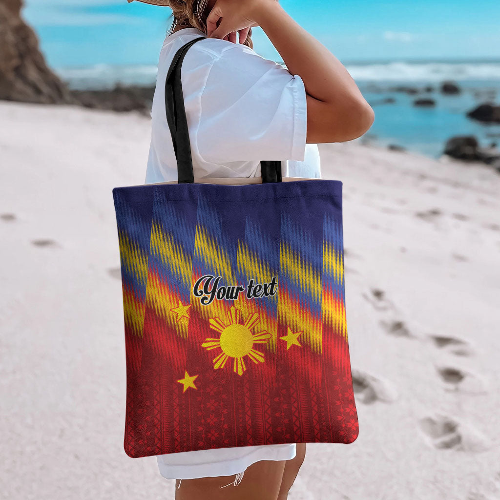 Personalized Philippines Eight Rays Sun Tote Bag Traditional Filipino Igorot Pattern Motif