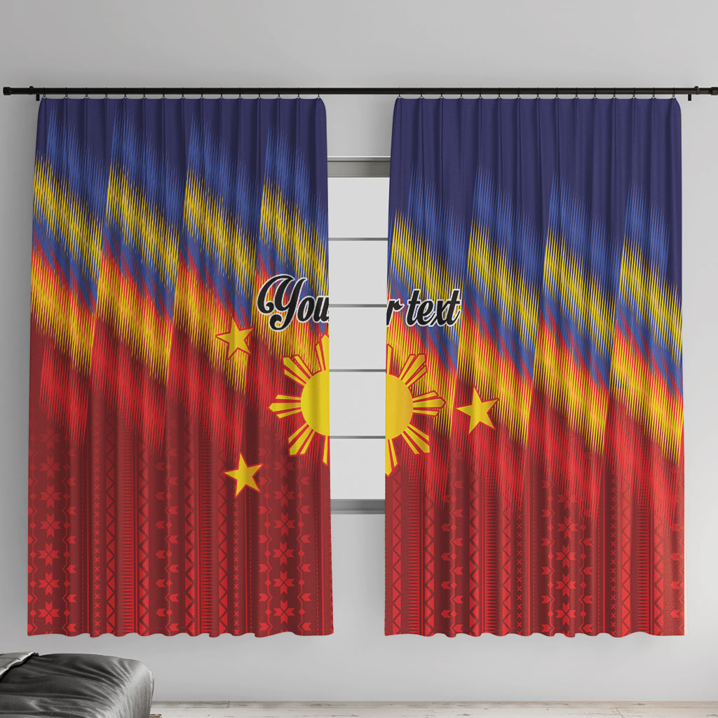Personalized Philippines Eight Rays Sun Window Curtain Traditional Filipino Igorot Pattern Motif