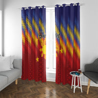 Personalized Philippines Eight Rays Sun Window Curtain Traditional Filipino Igorot Pattern Motif