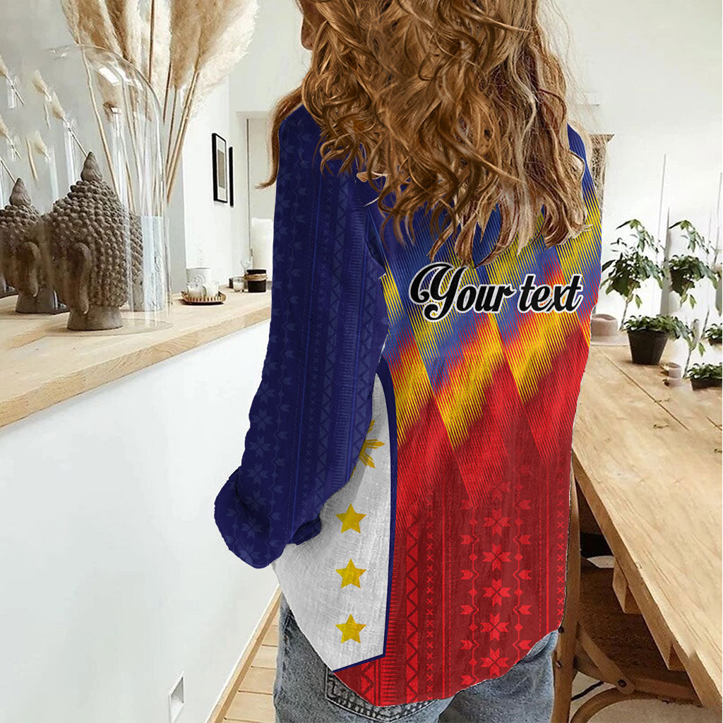 Personalized Philippines Eight Rays Sun Women Casual Shirt Traditional Filipino Igorot Pattern Motif