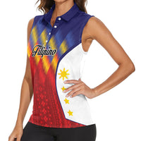 Personalized Philippines Eight Rays Sun Women Sleeveless Polo Shirt Traditional Filipino Igorot Pattern Motif