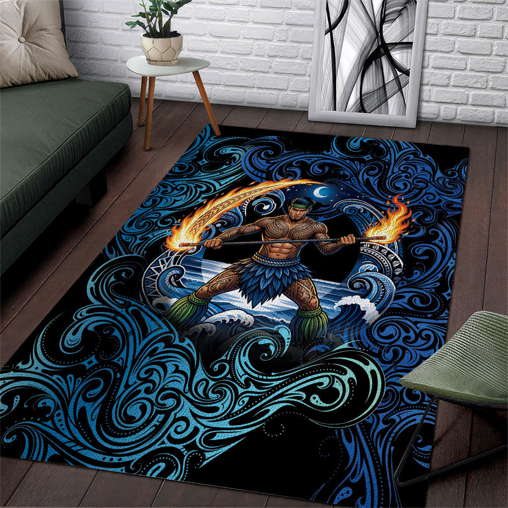 Samoa Siva Afi Area Rug Fireknife Fire Dance Pacific Tribal Motif