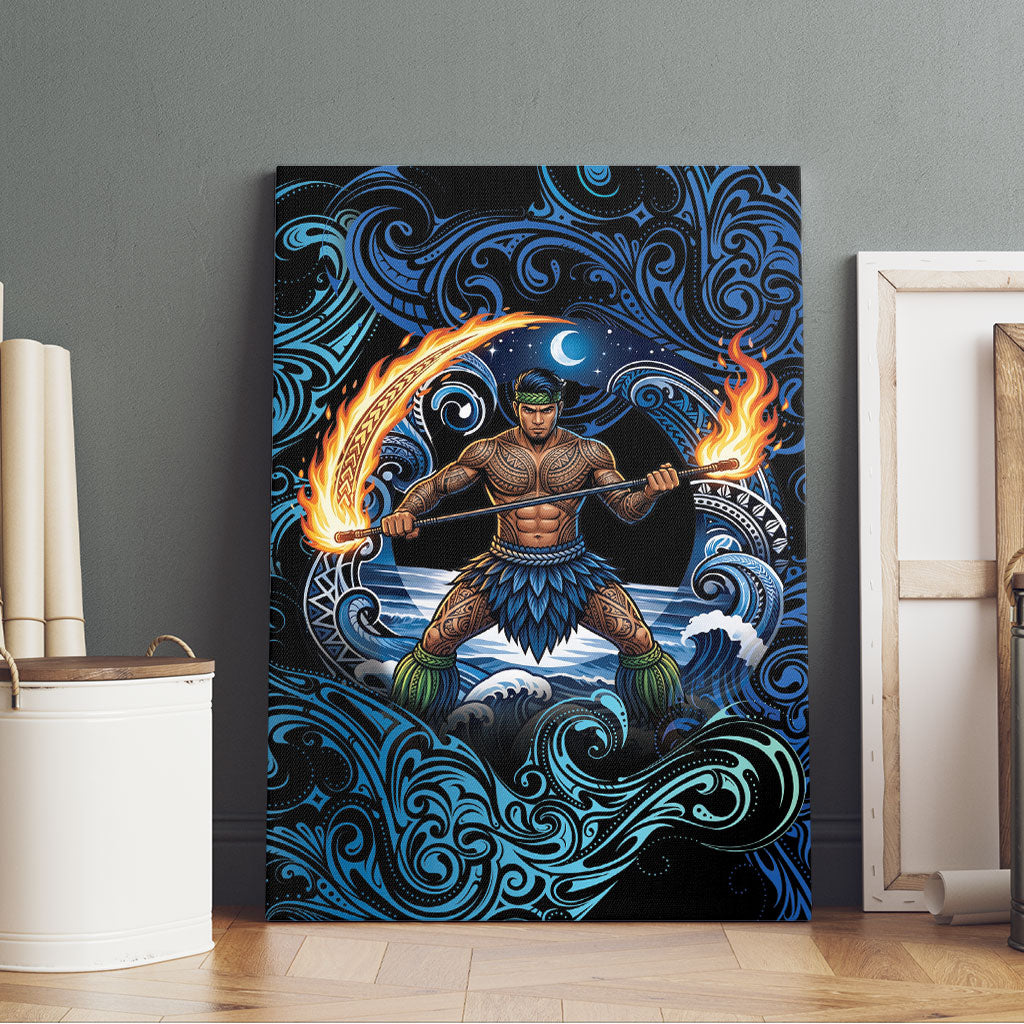 Samoa Siva Afi Canvas Wall Art Fireknife Fire Dance Pacific Tribal Motif
