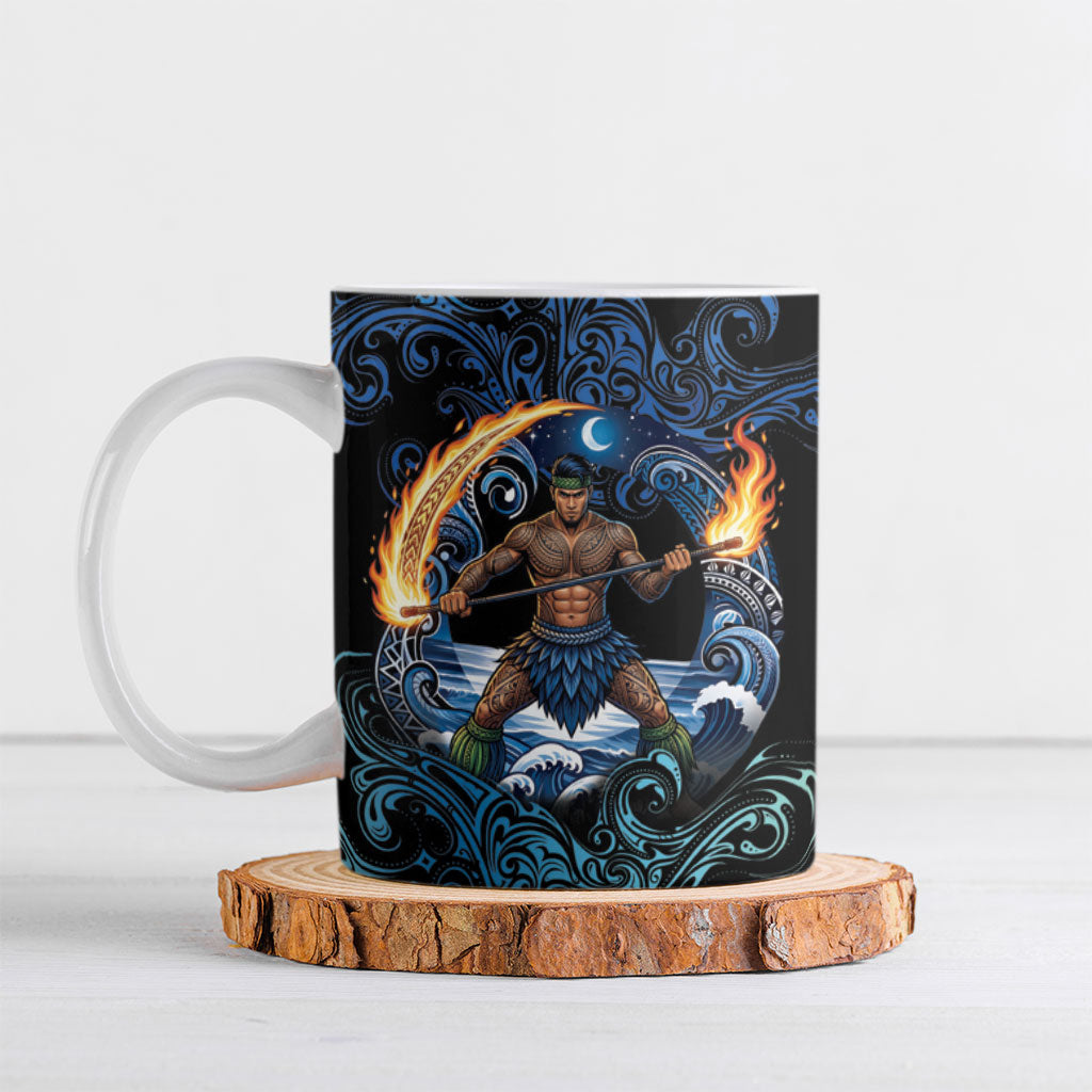 Samoa Siva Afi Ceramic Mug Fireknife Fire Dance Pacific Tribal Motif