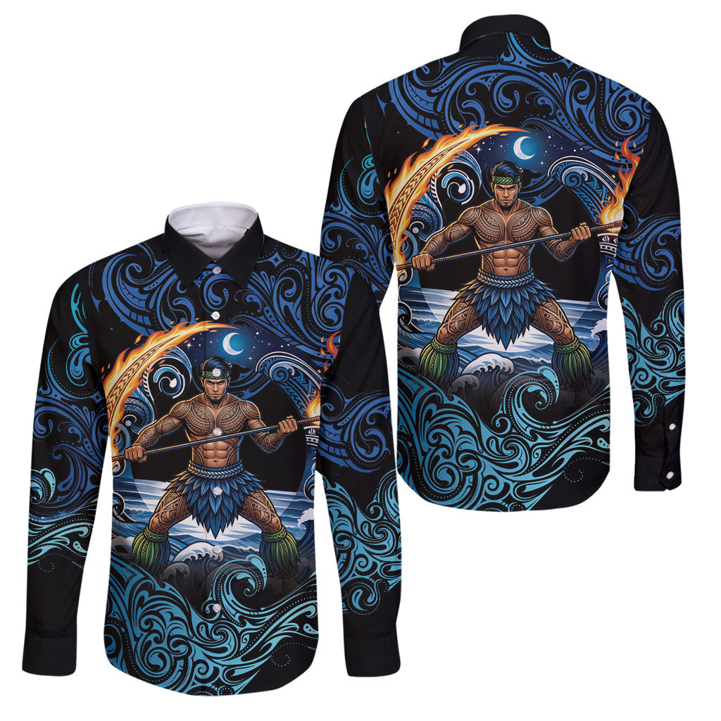 Samoa Siva Afi Family Matching Mermaid Dress and Hawaiian Shirt Fireknife Fire Dance Pacific Tribal Motif