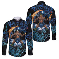 Samoa Siva Afi Family Matching Short Sleeve Bodycon Dress and Hawaiian Shirt Fireknife Fire Dance Pacific Tribal Motif