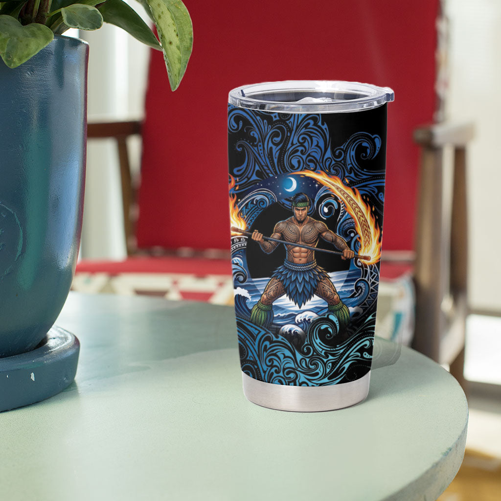Samoa Siva Afi Tumbler Cup Fireknife Fire Dance Pacific Tribal Motif