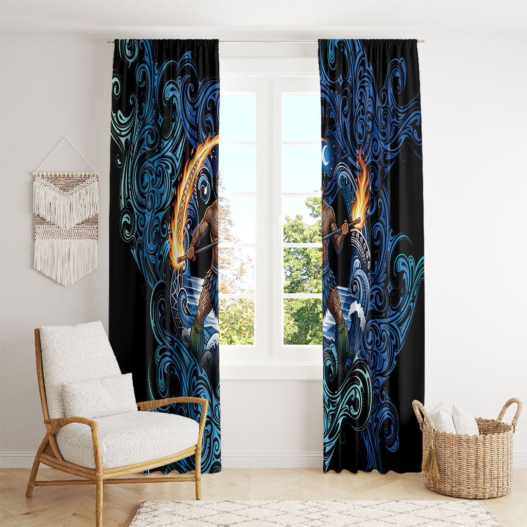 Samoa Siva Afi Window Curtain Fireknife Fire Dance Pacific Tribal Motif