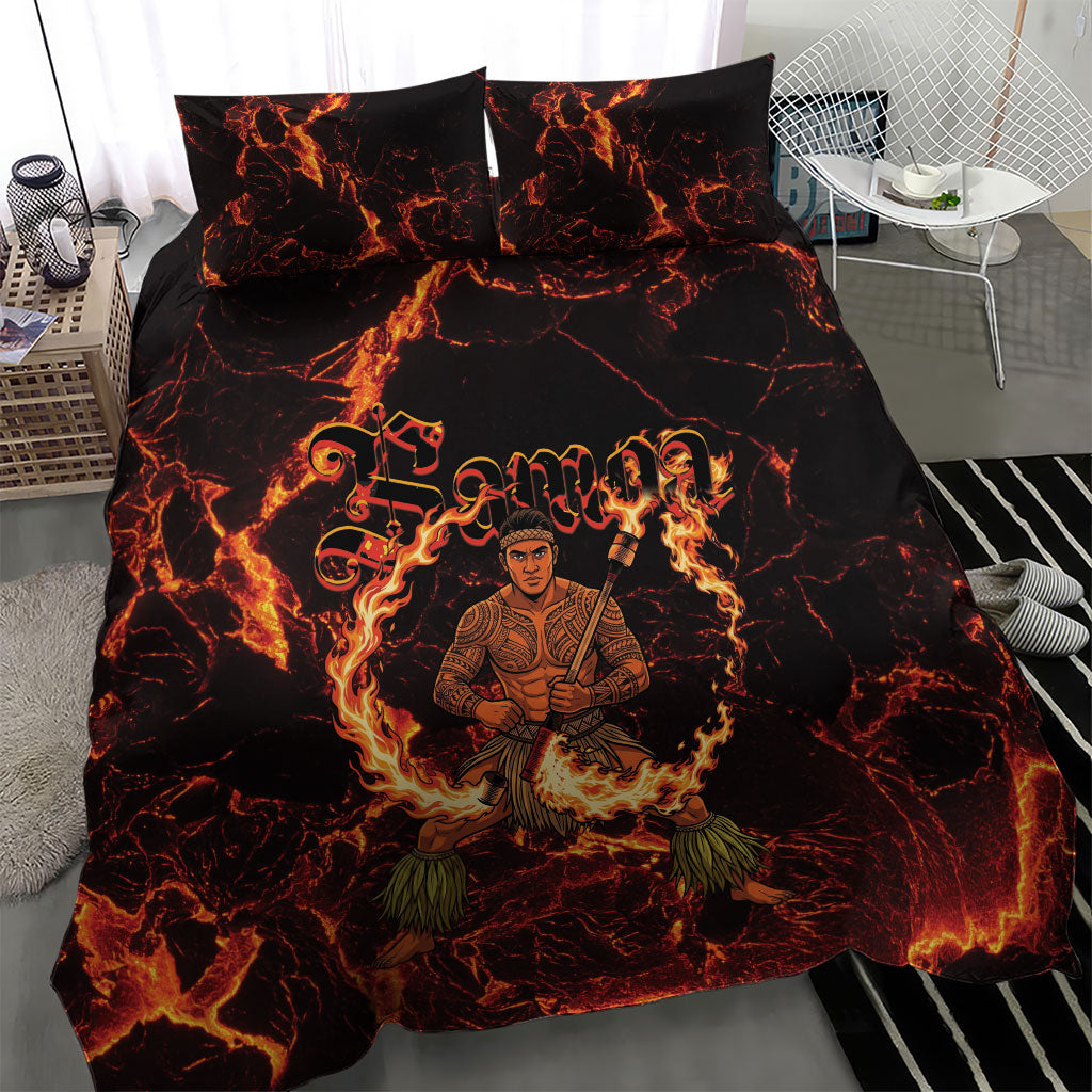 Samoa Siva Afi Dance Fireknife Bedding Set Polynesian Heritage Fire Dance