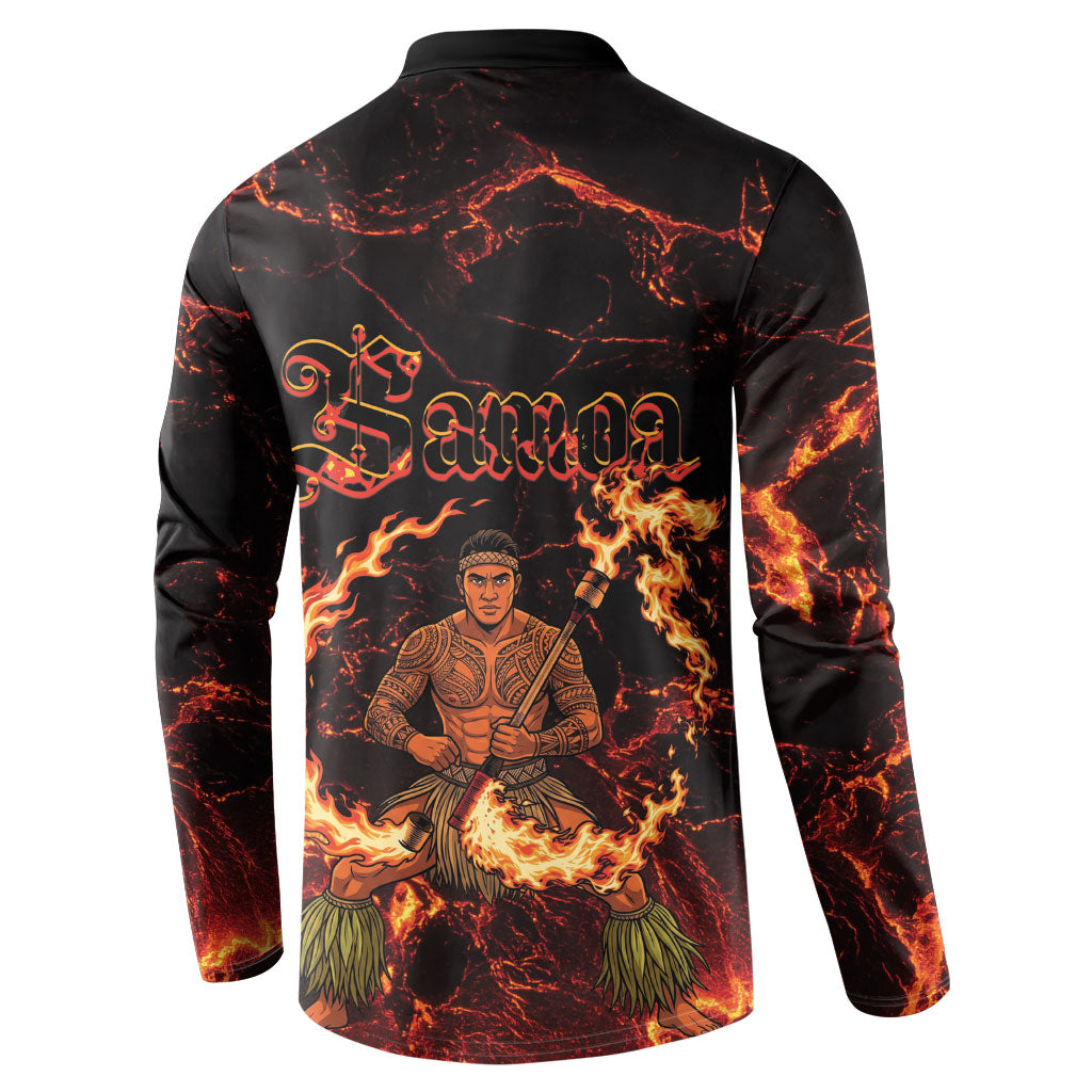Samoa Siva Afi Dance Fireknife Button Sweatshirt Polynesian Heritage Fire Dance