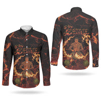 Samoa Siva Afi Dance Fireknife Couples Matching Off Shoulder Short Dress and Long Sleeve Button Shirt Polynesian Heritage Fire Dance