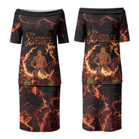 Samoa Siva Afi Dance Fireknife Couples Matching Puletasi and Hawaiian Shirt Polynesian Heritage Fire Dance LT9 - Polynesian Pride