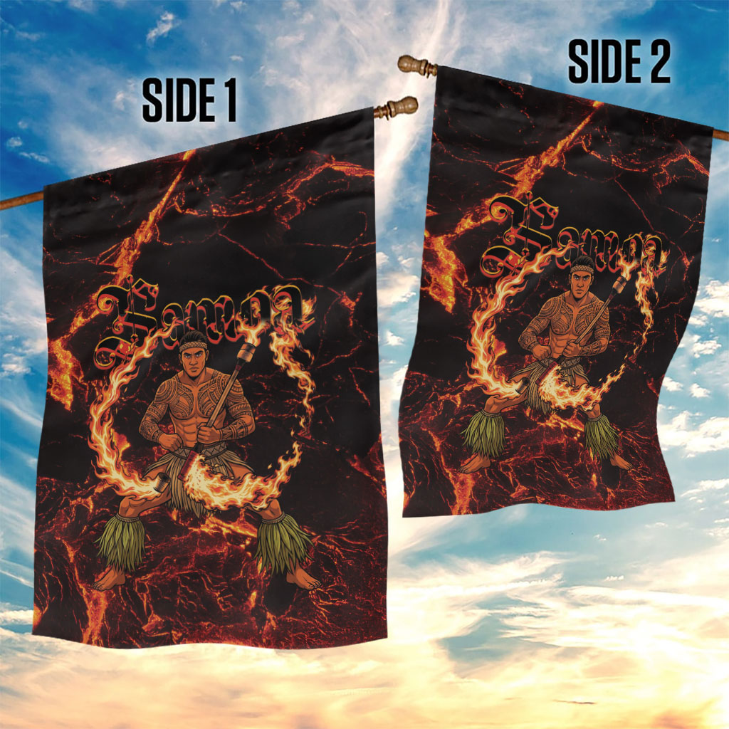 Samoa Siva Afi Dance Fireknife Garden Flag Polynesian Heritage Fire Dance