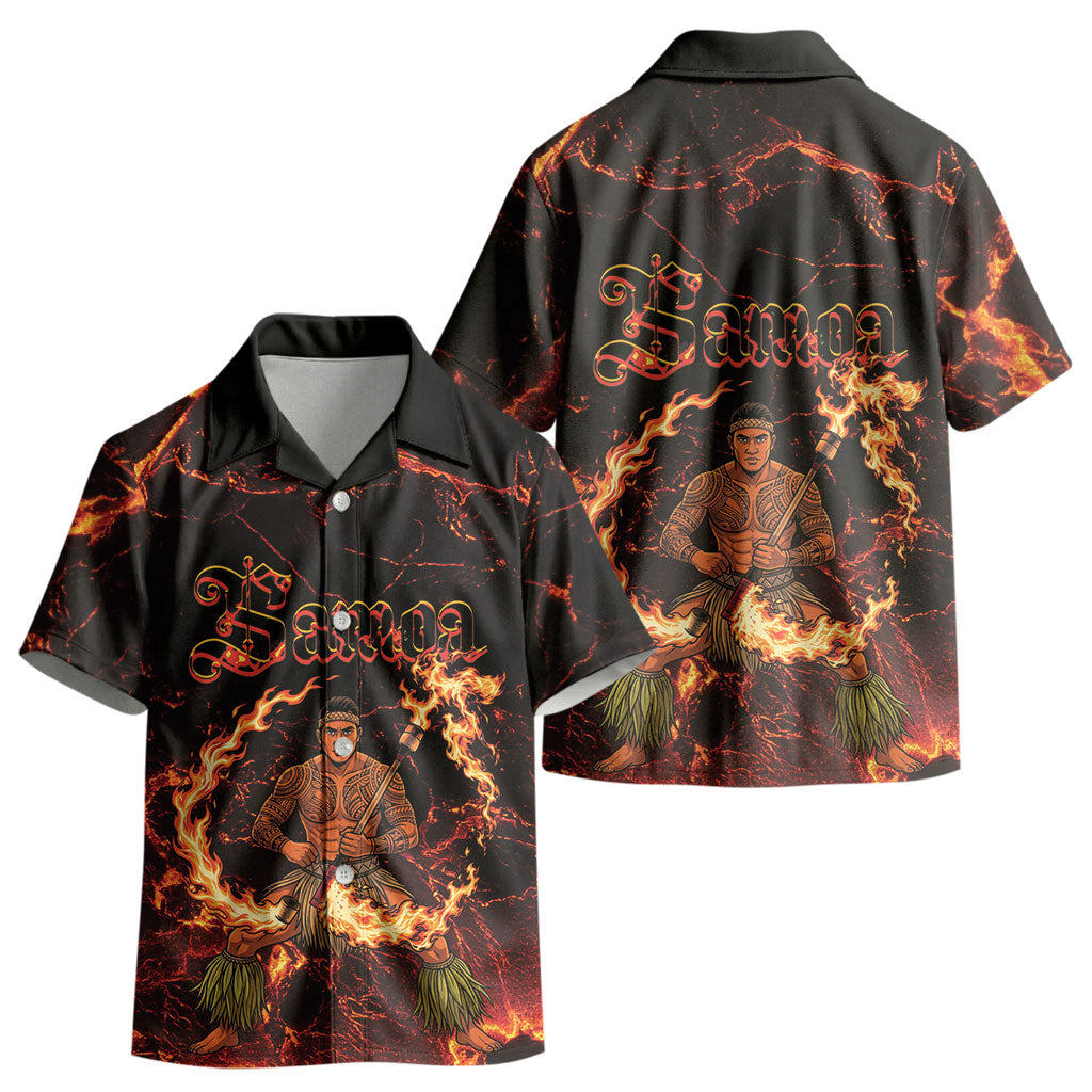 Samoa Siva Afi Dance Fireknife Kid Hawaiian Shirt Polynesian Heritage Fire Dance