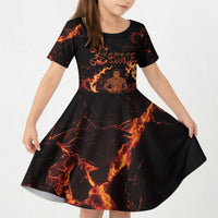 Samoa Siva Afi Dance Fireknife Kid Short Sleeve Dress Polynesian Heritage Fire Dance