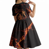 Samoa Siva Afi Dance Fireknife Kid Short Sleeve Dress Polynesian Heritage Fire Dance