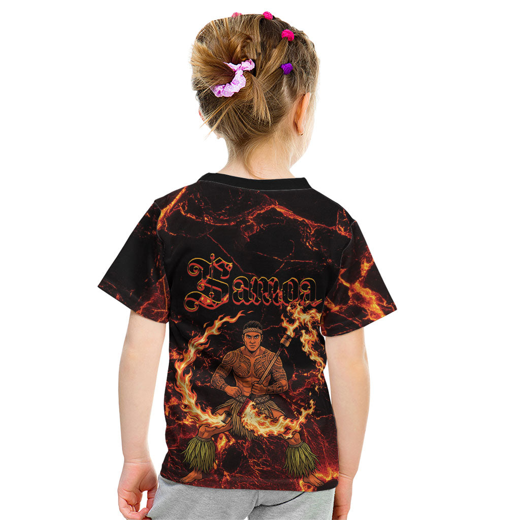 Samoa Siva Afi Dance Fireknife Kid T Shirt Polynesian Heritage Fire Dance
