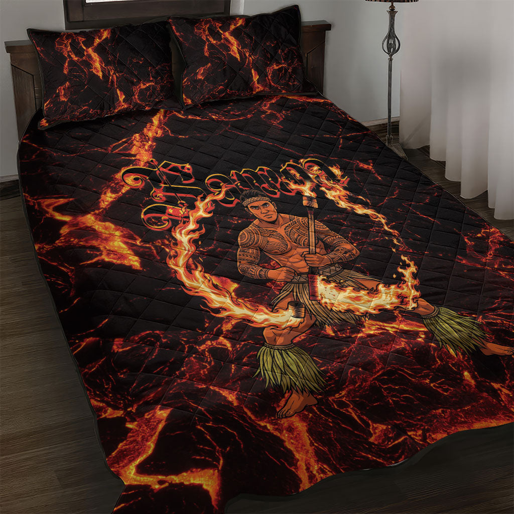 Samoa Siva Afi Dance Fireknife Quilt Bed Set Polynesian Heritage Fire Dance