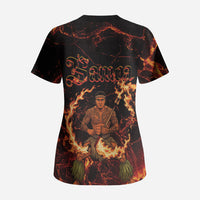 Samoa Siva Afi Dance Fireknife Scrub Top Polynesian Heritage Fire Dance