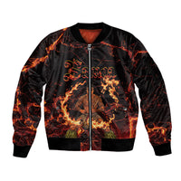 Samoa Siva Afi Dance Fireknife Sleeve Zip Bomber Jacket Polynesian Heritage Fire Dance