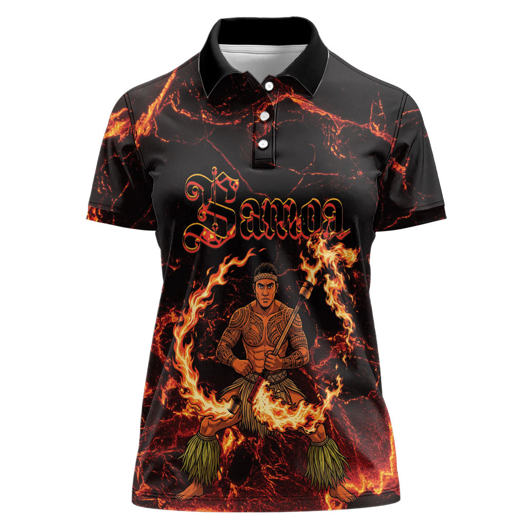 Samoa Siva Afi Dance Fireknife Women Polo Shirt Polynesian Heritage Fire Dance