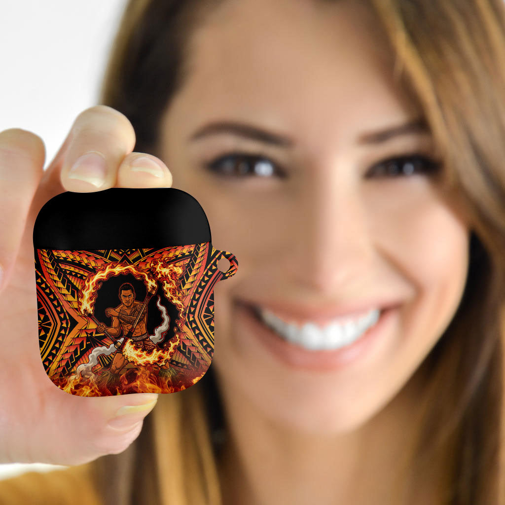 Samoa Siva Afi Dance Fireknife AirPods Case Samoan Tribal Motif Dancing in the Fire