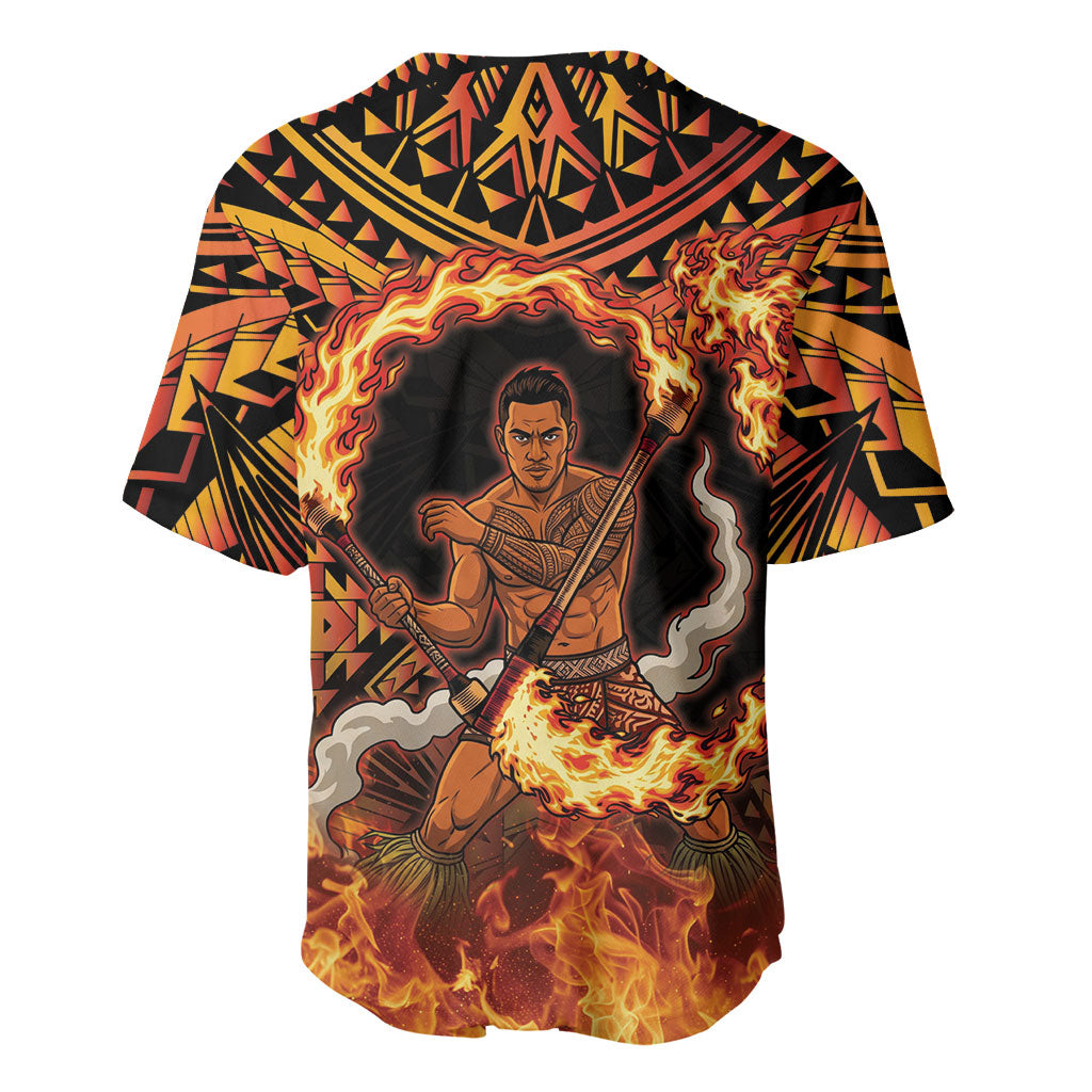 Samoa Siva Afi Dance Fireknife Baseball Jersey Samoan Tribal Motif Dancing in the Fire